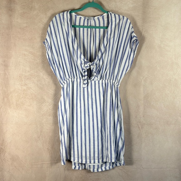 Rails Linen Tie Front Mini Dress Womens Medium Rayon Linen Blend Beachy Resort - Picture 2 of 11